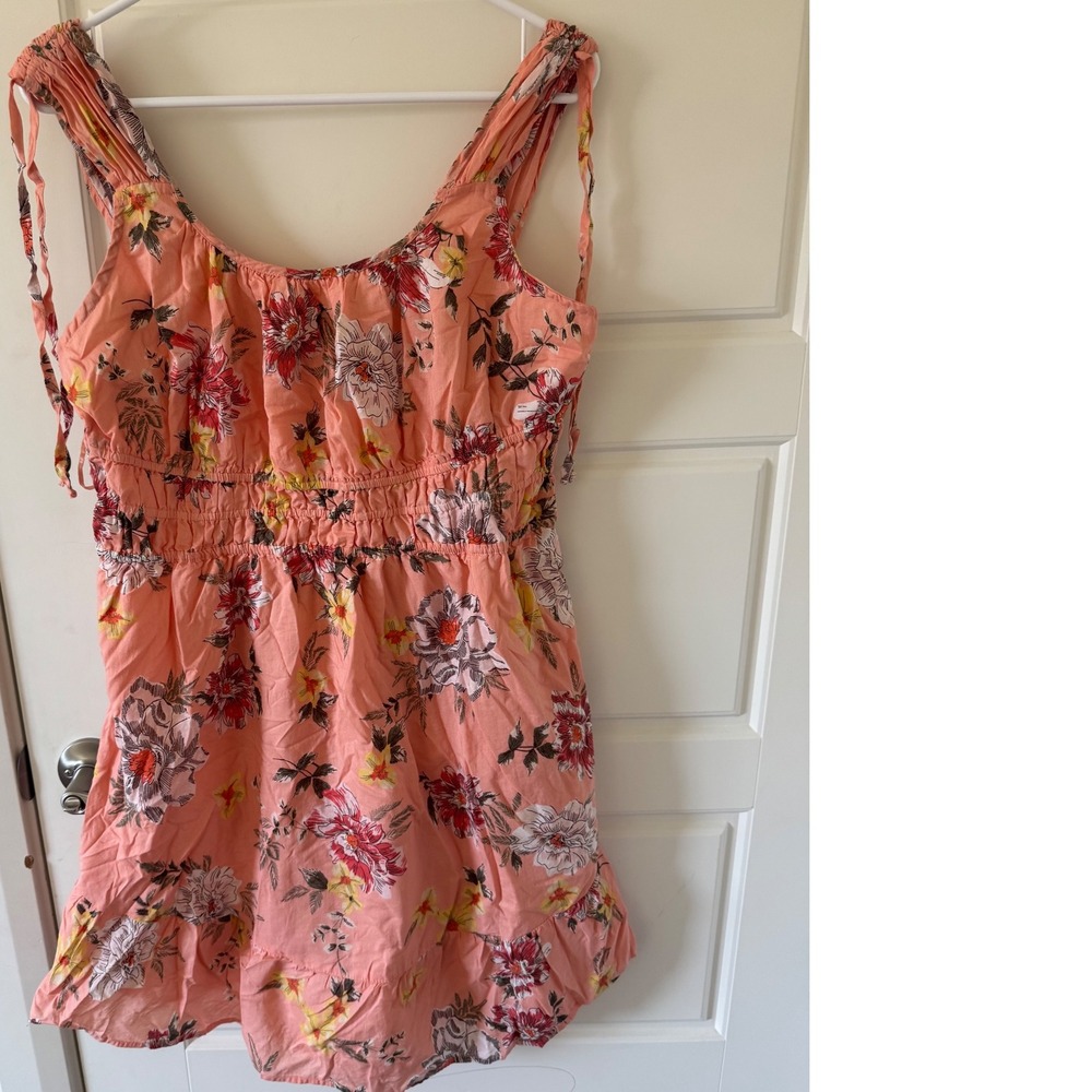 Maurices sz L Pink Floral Tassle Rutched Waist Sundress Boho Western Feminine - Picture 5 of 8